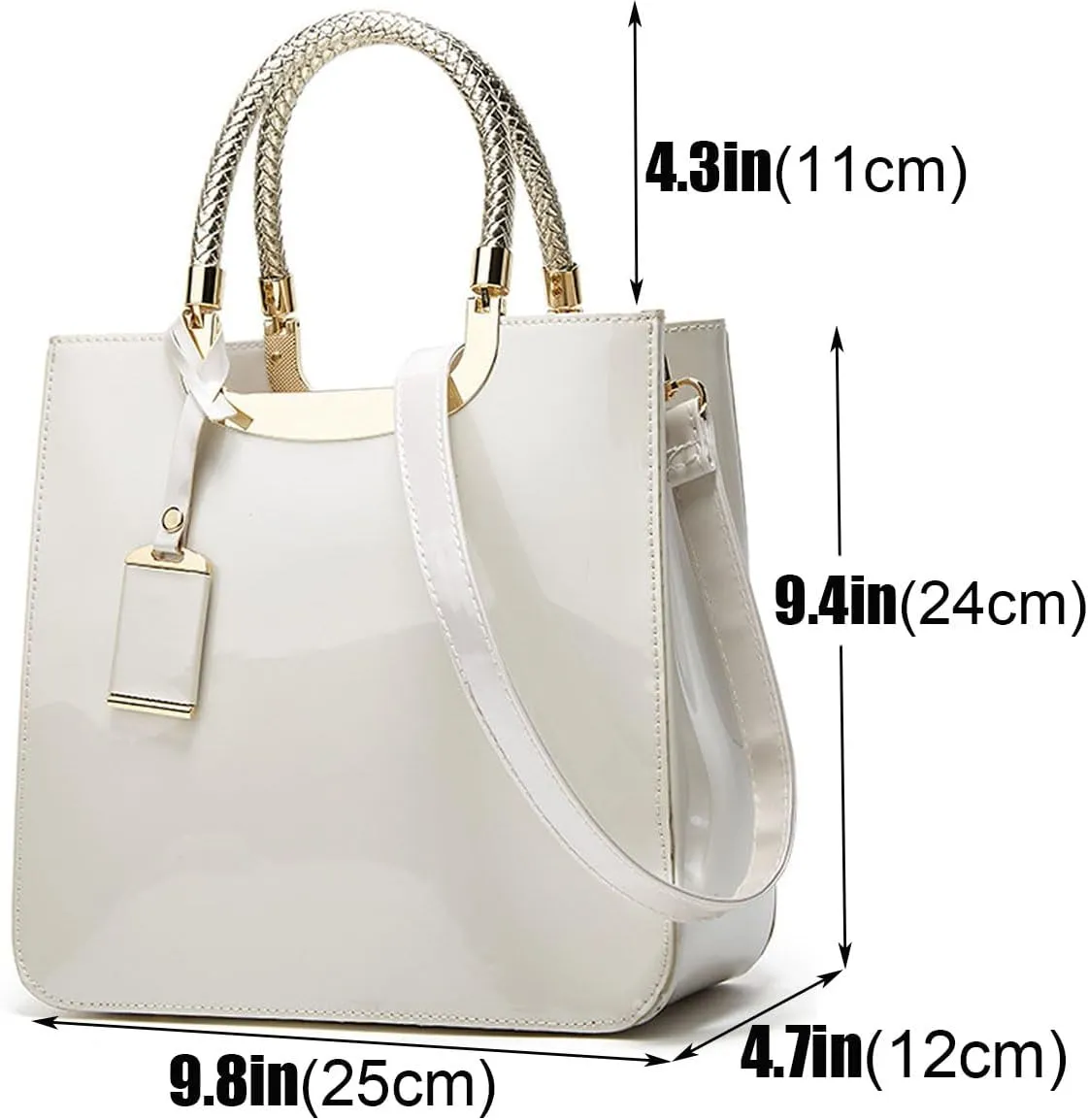Glossy Patent Leather Women Handbag Shiny Shoulder Bag Evening Purse Style Top-Handle Bag Crossbody Satchel Party