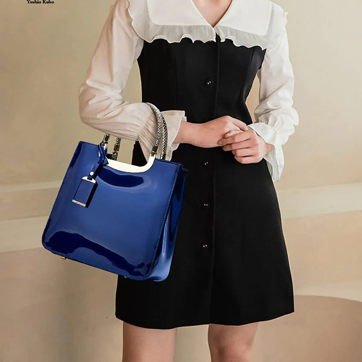 Glossy Patent Leather Women Handbag Shiny Shoulder Bag Evening Purse Style Top-Handle Bag Crossbody Satchel Party