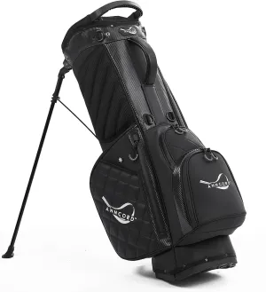 Golf Stand Bag with 14 Way Full Length Dividers, PU Leather Golf Bag for Men, Waterproof Golf Bags with Stand, 6 Pockets & Cooler Pouch, Adjustable Dual Straps, 2 Rain Cover Hood