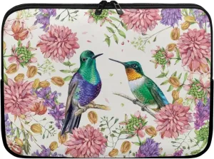 Gomyblomy Hummingbirds & Flowers Women's Durable Shockproof Computer Bag, Portable Dustproof Briefcase, Lightweight Laptop Protective Pouch for 15 Inch Computers