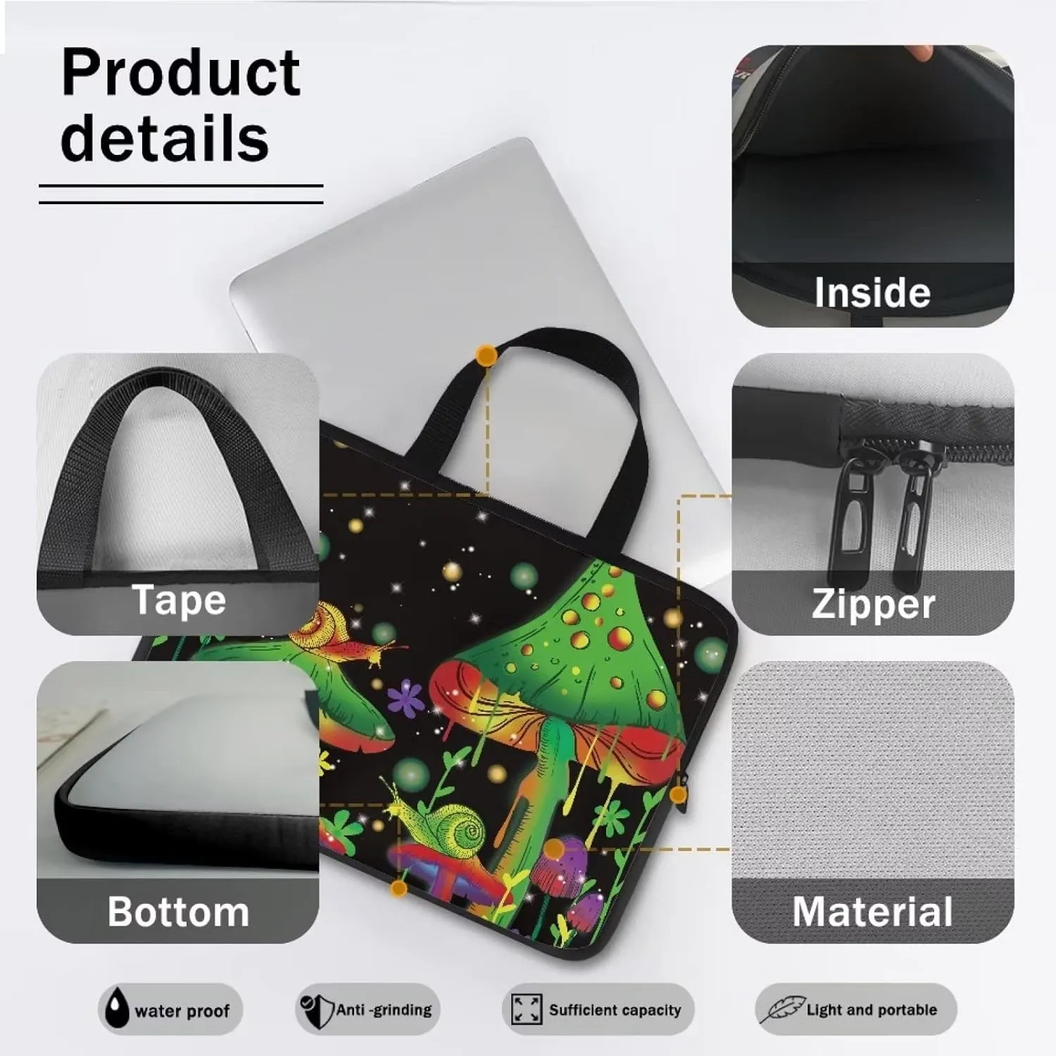 Gomyblomy Waterproof Laptop Bag, Dustproof and Shockproof Portable Briefcase for 10-17 Inch Laptops