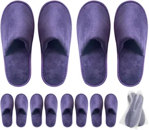 GONG GONG 6 Pairs Non Slip Disposable Slippers, Washable & Reusable, Closed Toe Crystal Velvet Slipper for Guest, Bathroom, House, Hotel, Party, SPA, Wedding