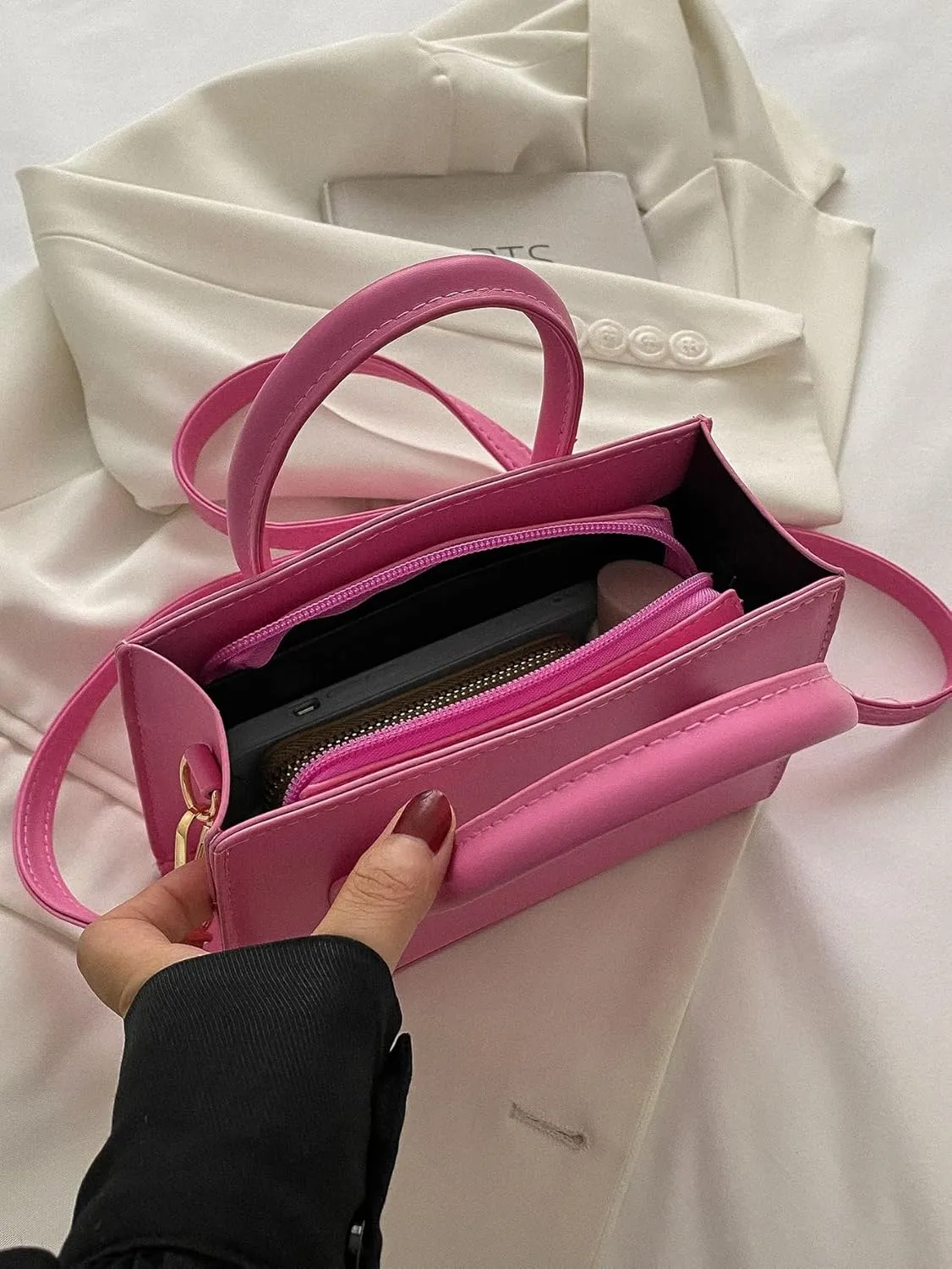 GORGLITTER Women's Small Crossbody Purse Double Handle Satchel Shoulder Bag Crossbody Square Bag Purse Handbag
