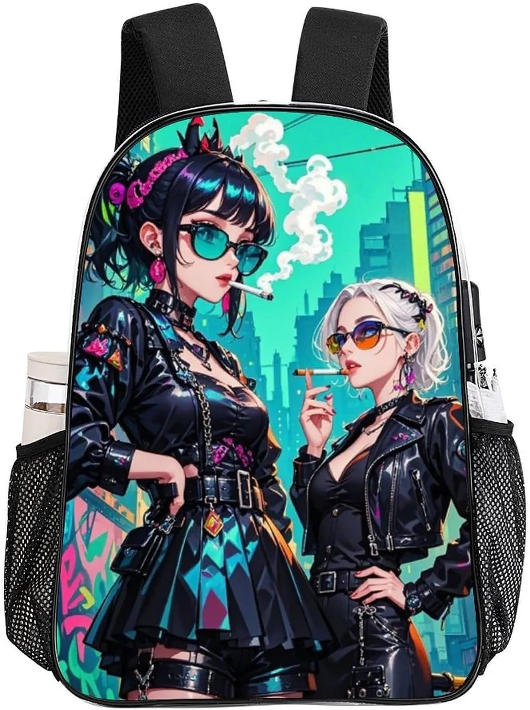 Gothic Cartoon Lesbian Women Women Fantasy Lgbt Art Rucksack Transparent Anti-Theft Multipurpose Carry On Bag Large Capacity Travel and Sport Backpack Rucksack With Smooth Zippers