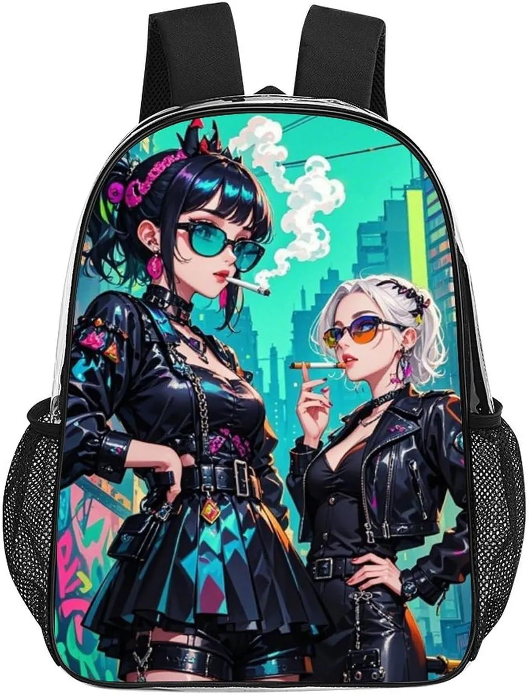 Gothic Cartoon Lesbian Women Women Fantasy Lgbt Art Rucksack Transparent Anti-Theft Multipurpose Carry On Bag Large Capacity Travel and Sport Backpack Rucksack With Smooth Zippers