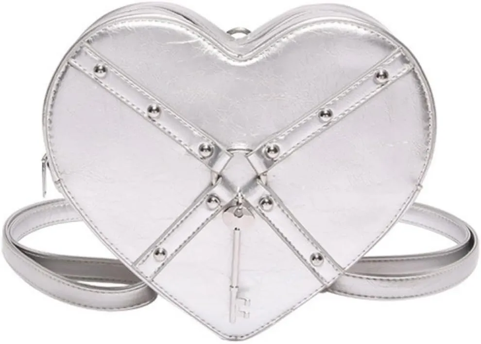 Gothic Heart Shaped Backpack Y2k Heart Bags Studded Designer Crossbody Bag Lovely Purse for Women