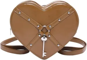 Gothic Heart Shaped Backpack Y2k Heart Bags Studded Designer Crossbody Bag Lovely Purse for Women