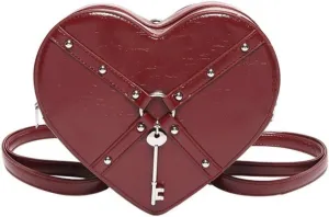 Gothic Heart Shaped Backpack Y2k Heart Bags Studded Designer Crossbody Bag Lovely Purse for Women