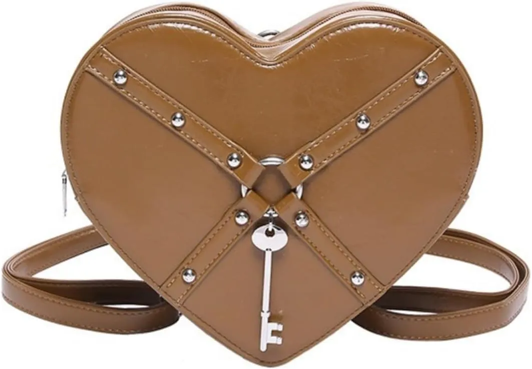 Gothic Heart Shaped Backpack Y2k Heart Bags Studded Designer Crossbody Bag Lovely Purse for Women