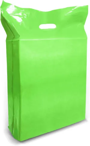 Green Merchandise Plastic Shopping Bags - 100 Pack 15" x 18" 1.25 mil Thick, 2 in Gusset - Die Cut Handles - Good for Retail, Party Favors, Birthdays, Parties - Color Green - Recyclable
