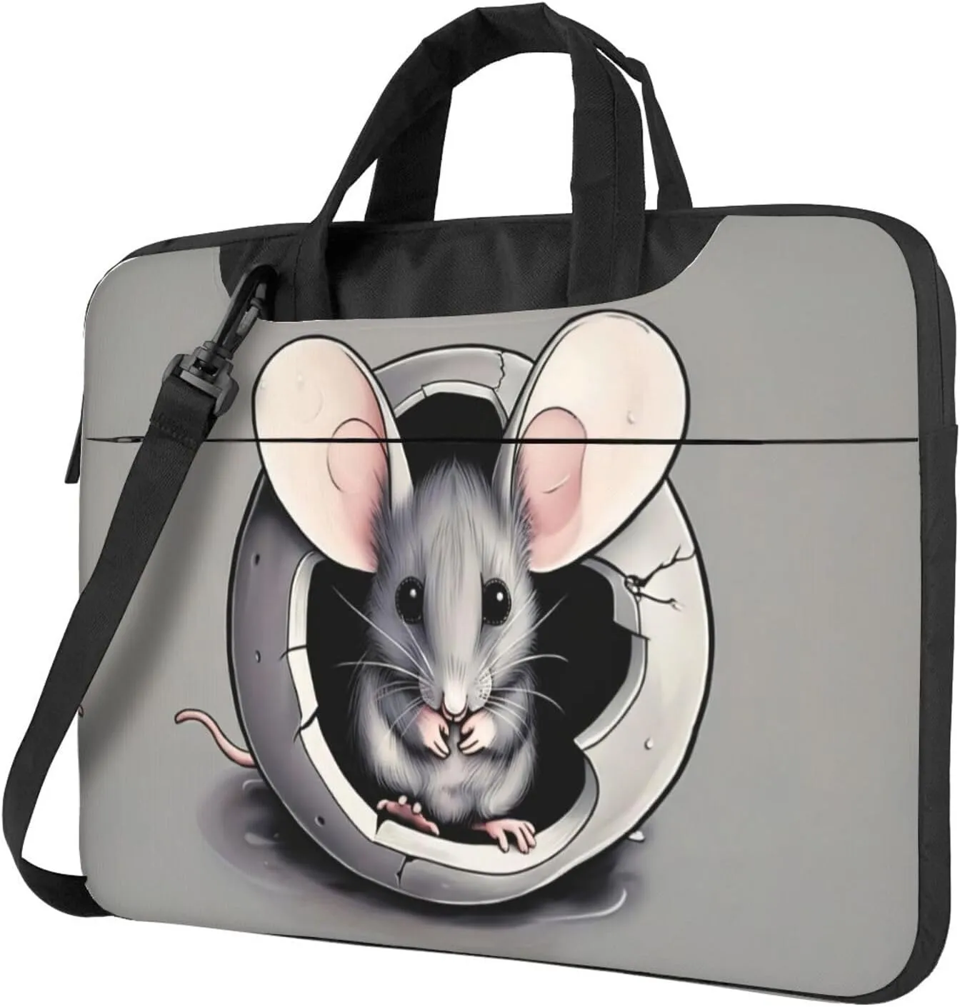 Grey rat Laptop bag Protective Laptop Polyester Oxford cloth material Computer Bags Soft fabric lining Laptop Shoulder Bag for 15.6 Inch