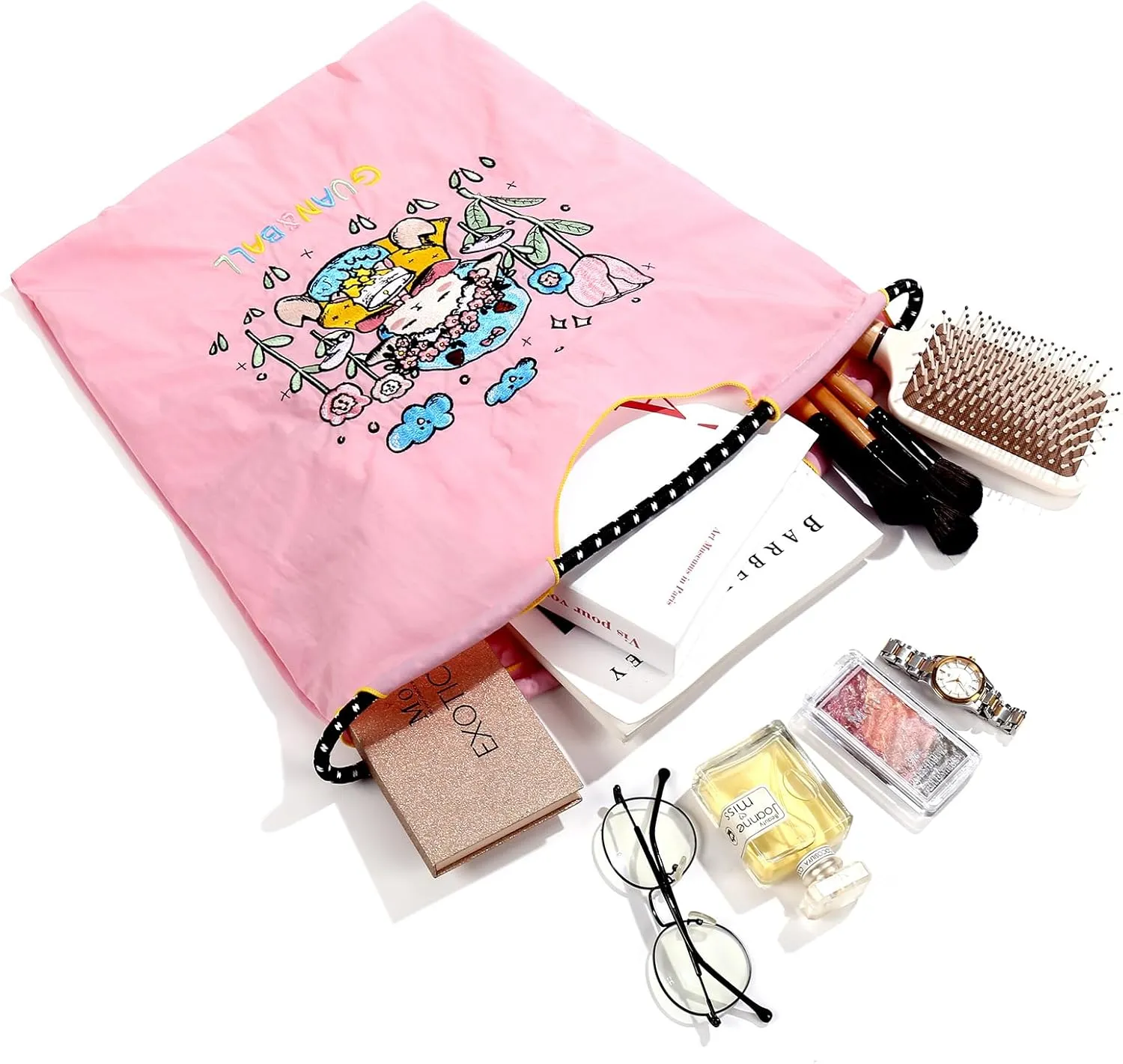 Guan&Ball Lady Tote bag, a lamb embroidered nylon bag, is the perfect companion for shopping and travel