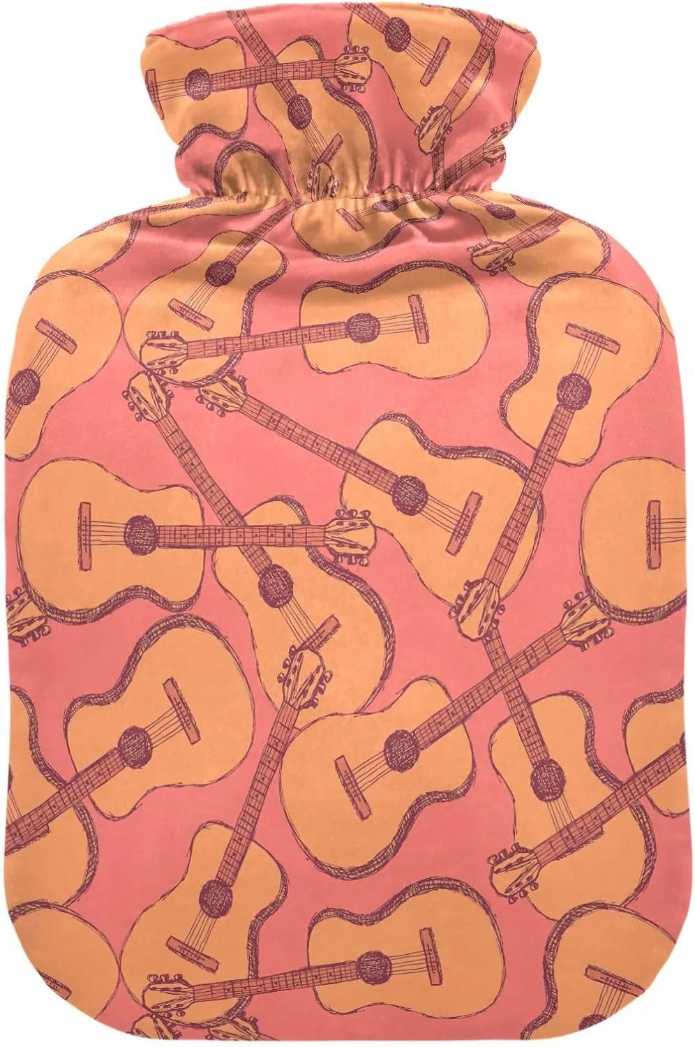 Guitars Coral Hot Water Bottle with Soft Cover 1L Hot Water Bag Warm Water Bag for Menstrual Cramps, Neck and Shoulder Pain Relief