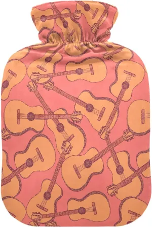 Guitars Coral Hot Water Bottle with Soft Cover 1L Hot Water Bag Warm Water Bag for Menstrual Cramps, Neck and Shoulder Pain Relief