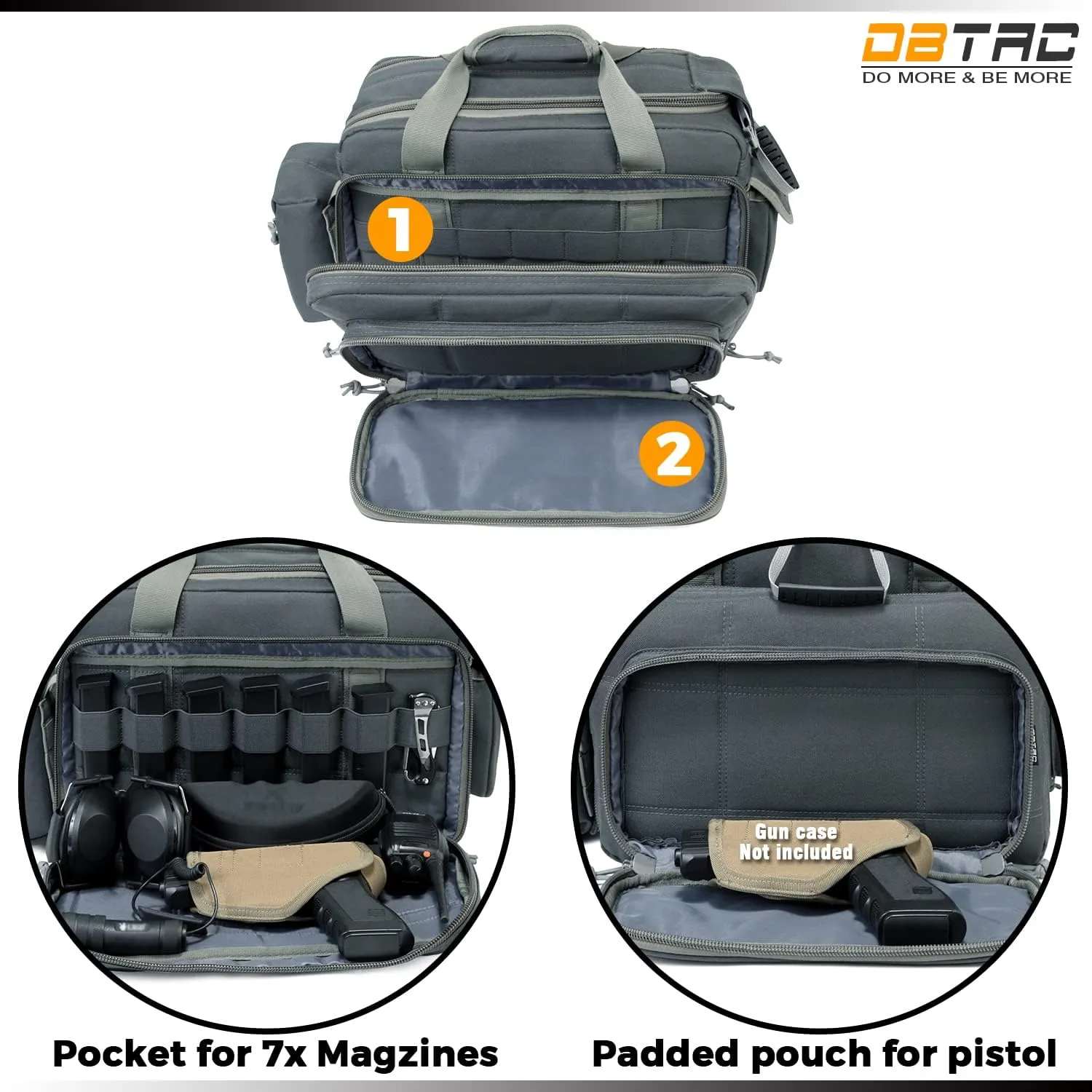Gun Case Bag Deluxe Medium Size | Tactical 2~4 Pistol Bag Firearm Shooting Case with Lockable Zipper for Shooting Range Outdoor Hunting | US Flag Patch   MOLLE Pouch   Universal Holster Included