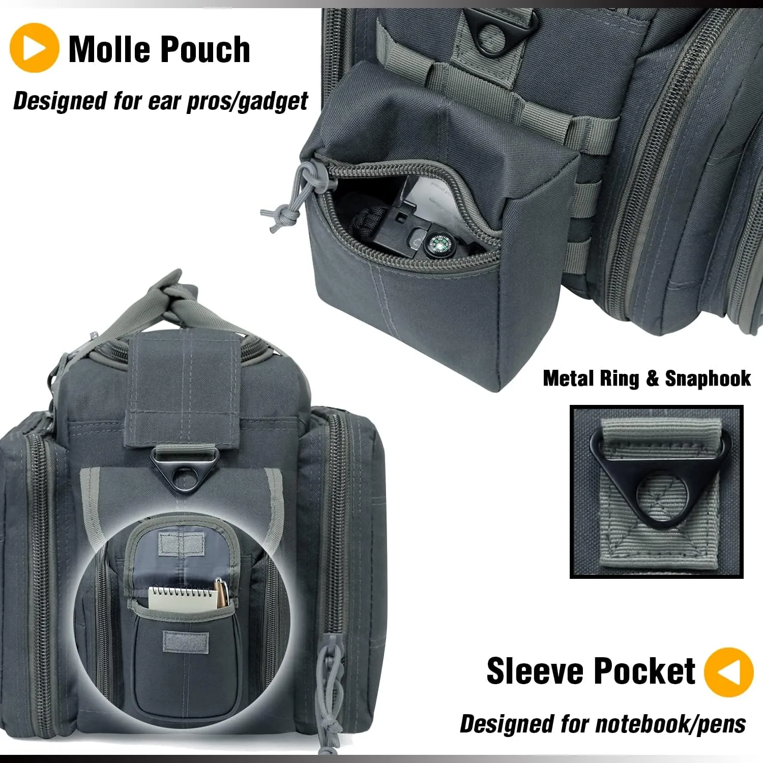 Gun Case Bag Deluxe Medium Size | Tactical 2~4 Pistol Bag Firearm Shooting Case with Lockable Zipper for Shooting Range Outdoor Hunting | US Flag Patch   MOLLE Pouch   Universal Holster Included