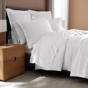 H by Frette Sateen H Bed Bundle (King) - Luxury All-White Bedding Bundle/Includes Pillowcases, Top Sheet, Fitted Sheet, Duvet Cover, Shams, Euro Shams, and Bedcover