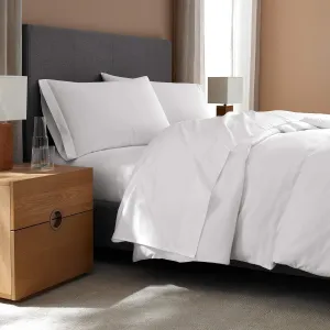 H by Frette Sateen Junior Suite Bed Bundle (King) - Luxury All-White Bedding Bundle/Includes Pillowcases, Top Sheet, Fitted Sheet, and Duvet Cover
