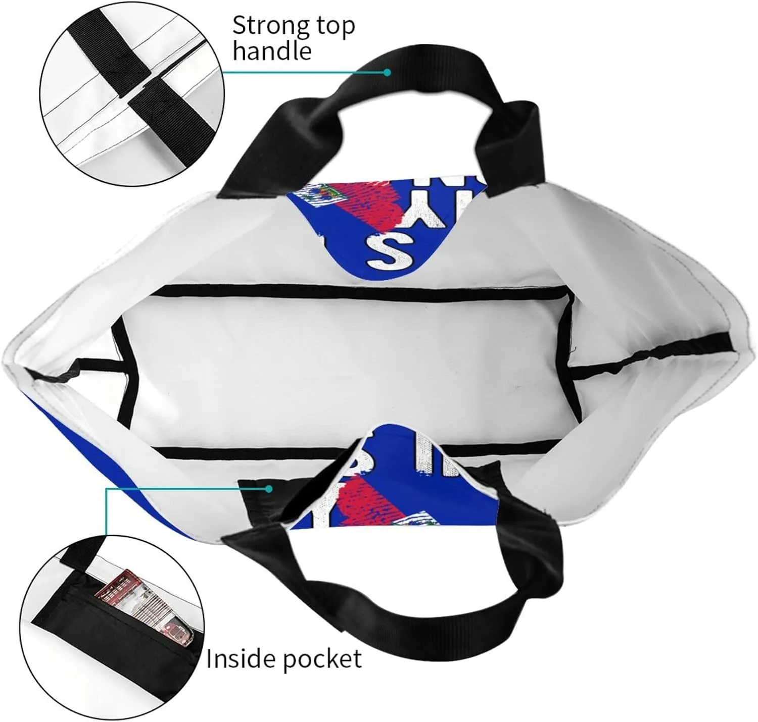 Haiti Flag Haitian Women Shoulder Bag Shopping Tote Bags Reusable Handbag For Beach Outdoor