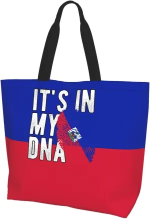Haiti Flag Haitian Women Shoulder Bag Shopping Tote Bags Reusable Handbag For Beach Outdoor