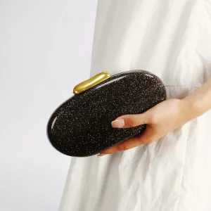 Halemet Acrylic Shell Shaped Clutch Purses Women Glossy Irregular Bag Acrylic Evening Bag with Chain Cocktail Party Wedding