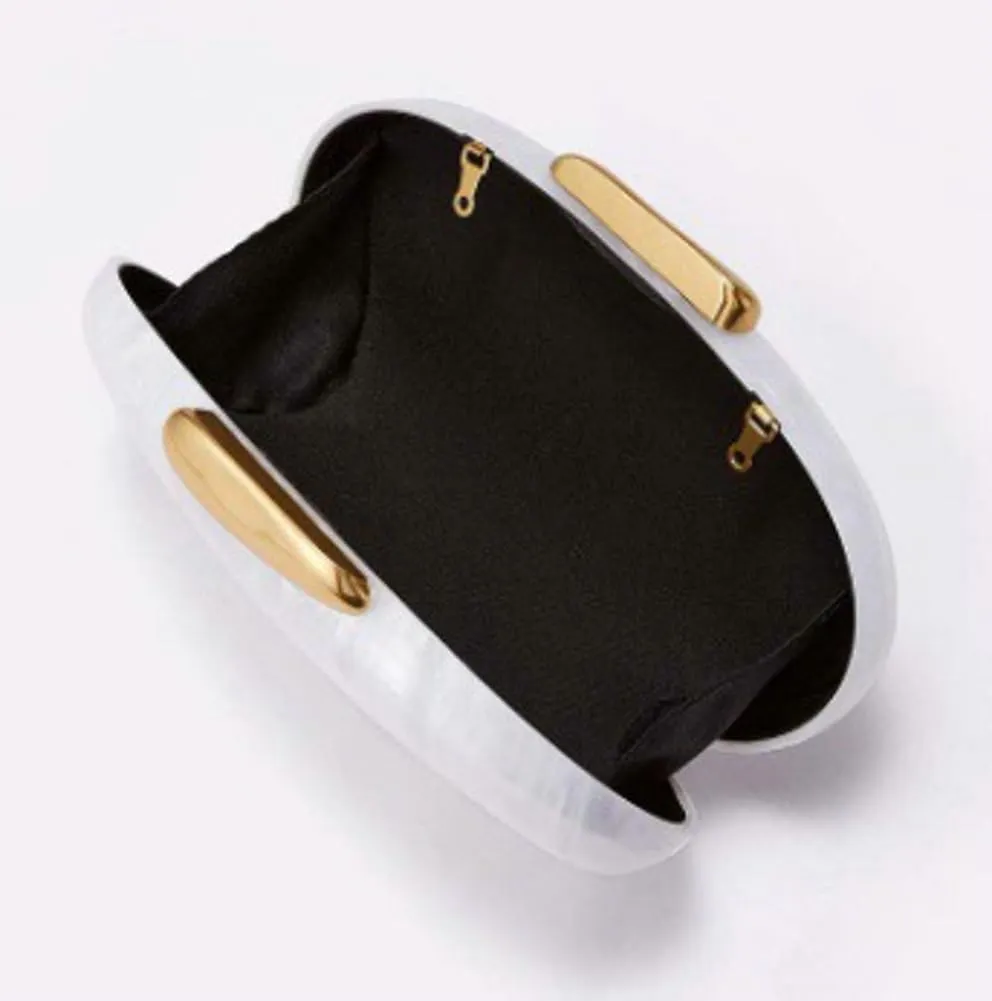 Halemet Acrylic Shell Shaped Clutch Purses Women Glossy Irregular Bag Acrylic Evening Bag with Chain Cocktail Party Wedding
