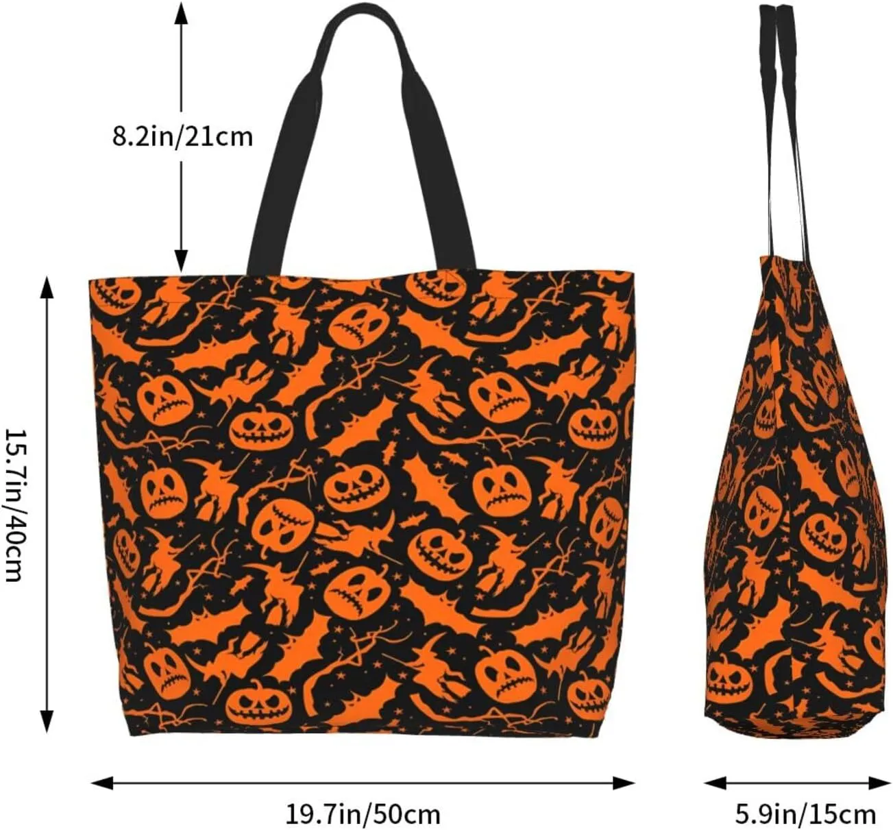 Halloween Bats Witchs Spider Web Skull Women's Tote Bag Large Capacity Single Shoulder Bags Handbag for Shopping Work