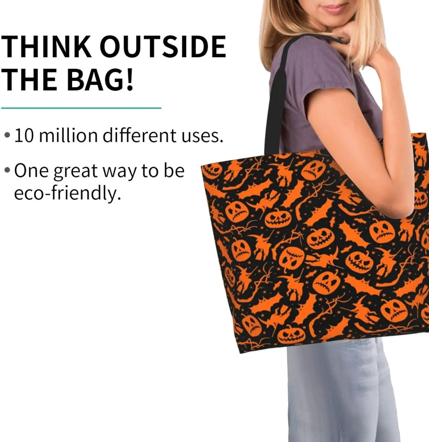Halloween Bats Witchs Spider Web Skull Women's Tote Bag Large Capacity Single Shoulder Bags Handbag for Shopping Work