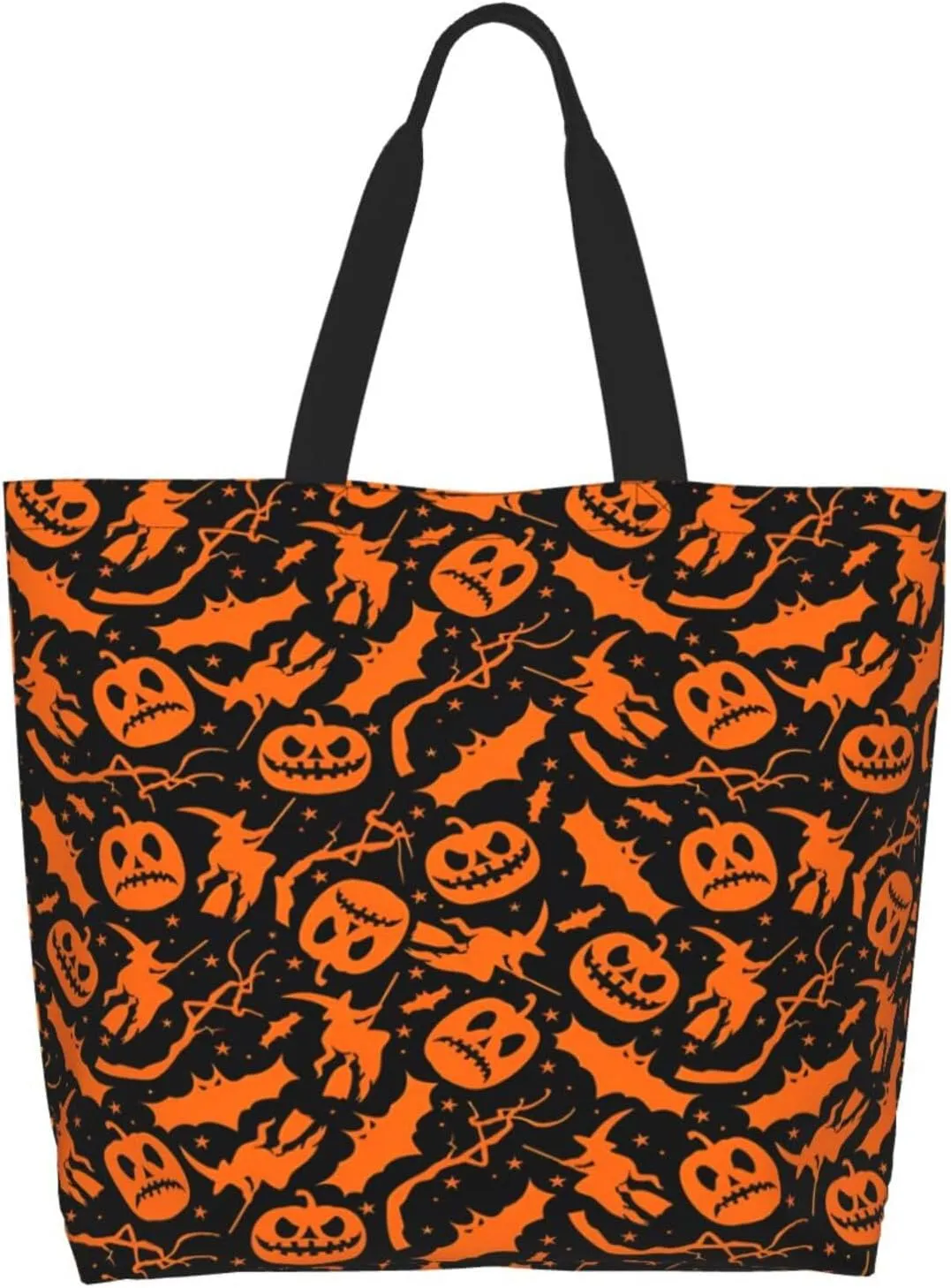Halloween Bats Witchs Spider Web Skull Women's Tote Bag Large Capacity Single Shoulder Bags Handbag for Shopping Work