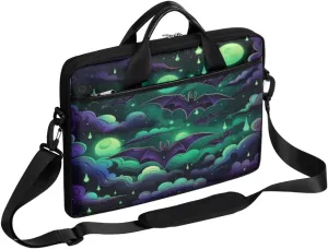 Halloween Green Bat Laptop Bag for Men Women 13-15 Inch Case Bags Sleeve Shoulder with Anti Slip Removable The Pad Straps