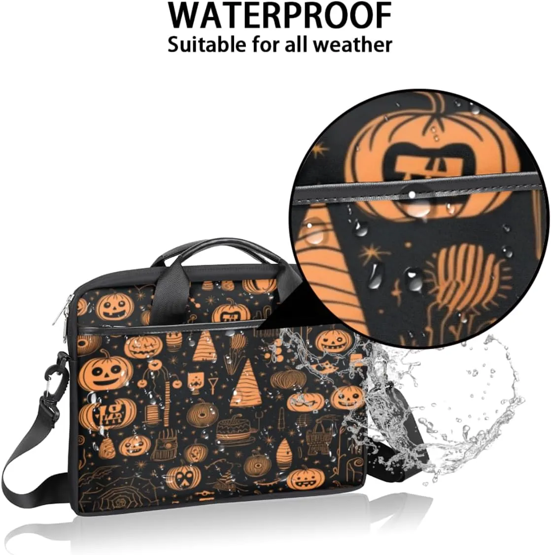 Halloween Lattice Lightweight Laptop Bag Case 13-15 Inch Computer Briefcase Bag for Women Men Notebook Shoulder Bag