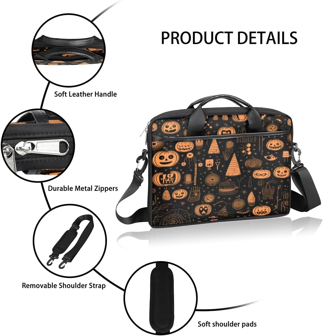 Halloween Lattice Lightweight Laptop Bag Case 13-15 Inch Computer Briefcase Bag for Women Men Notebook Shoulder Bag