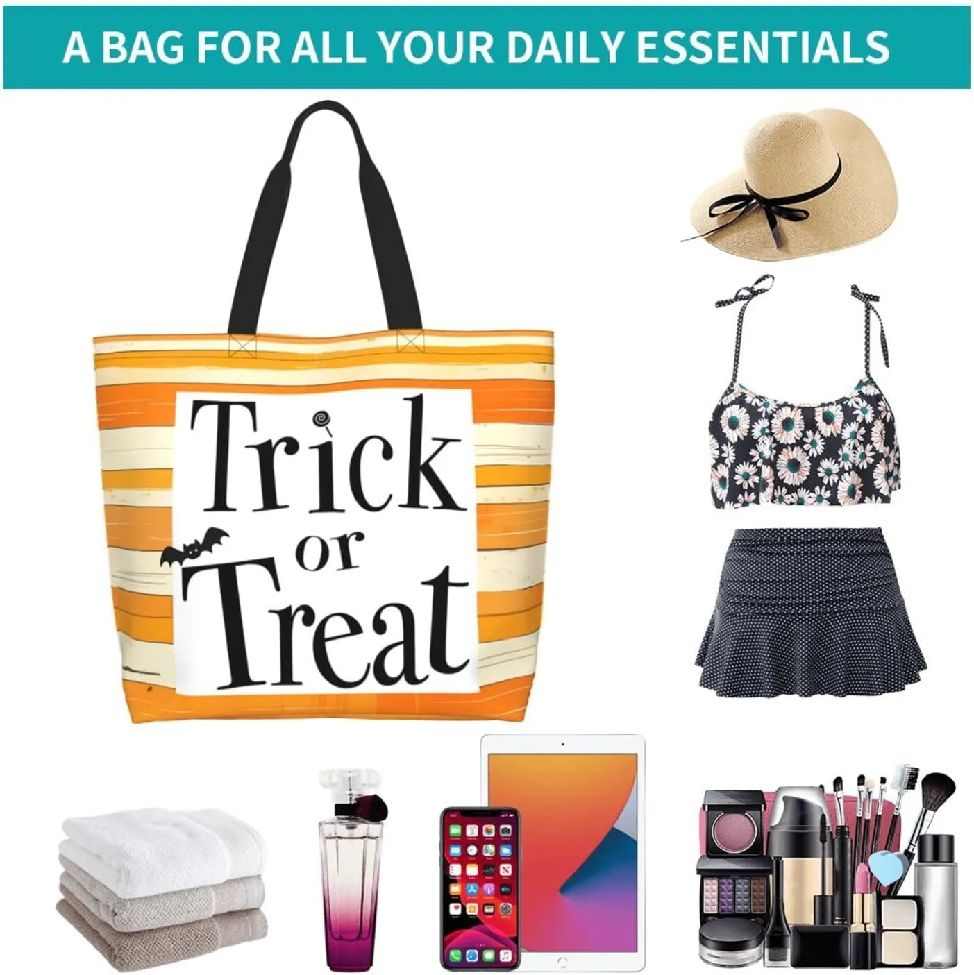 Halloween Tote Bags Large Women Reusable Shoulder Travel Shopping Gift Bags