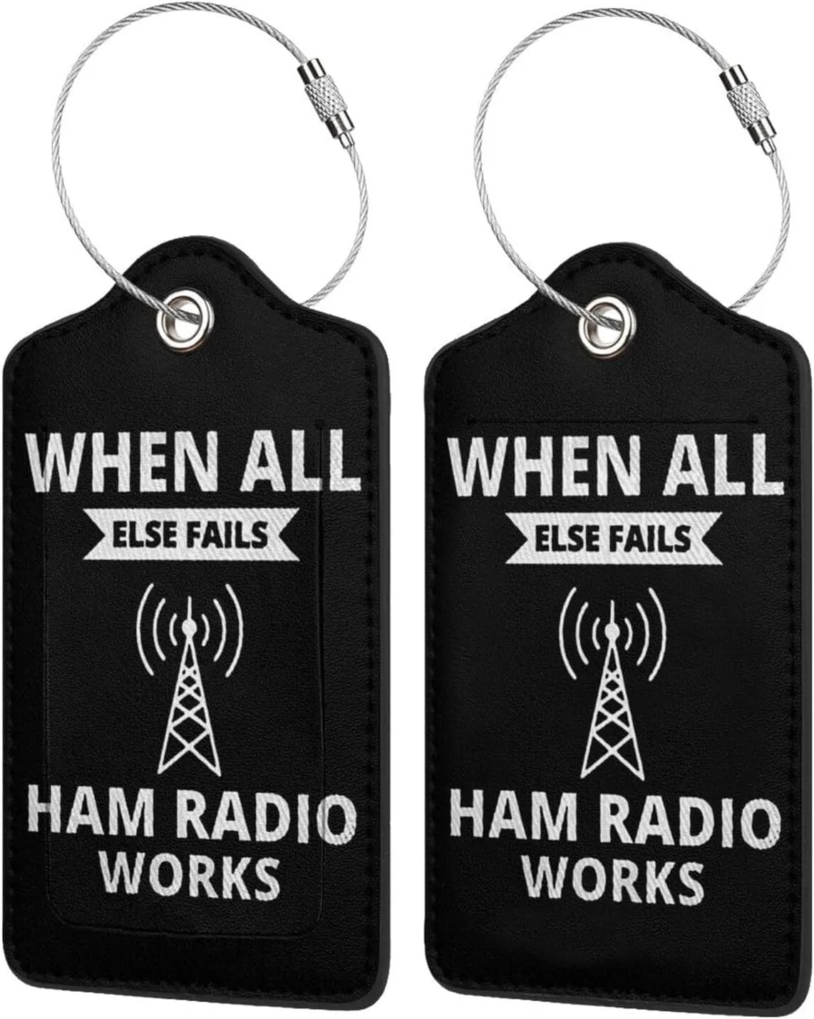 Ham Radio Operator Luggage tag with Stainless Steel Ring for Travel Bags and suitcases 4 PCS