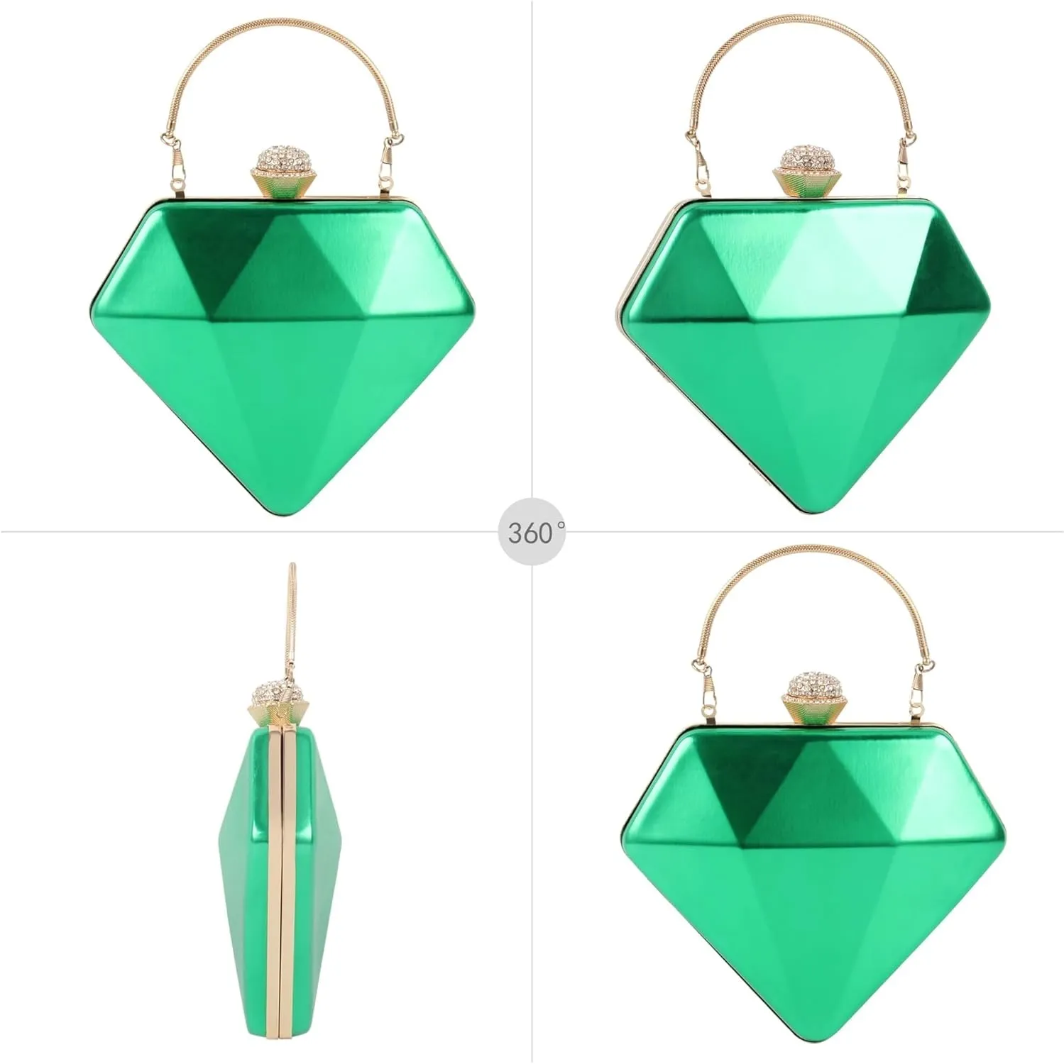 Handbag for Women Diamond Heart Shaped Top Handle Shoulder Box Clutch Purse Women's Evening