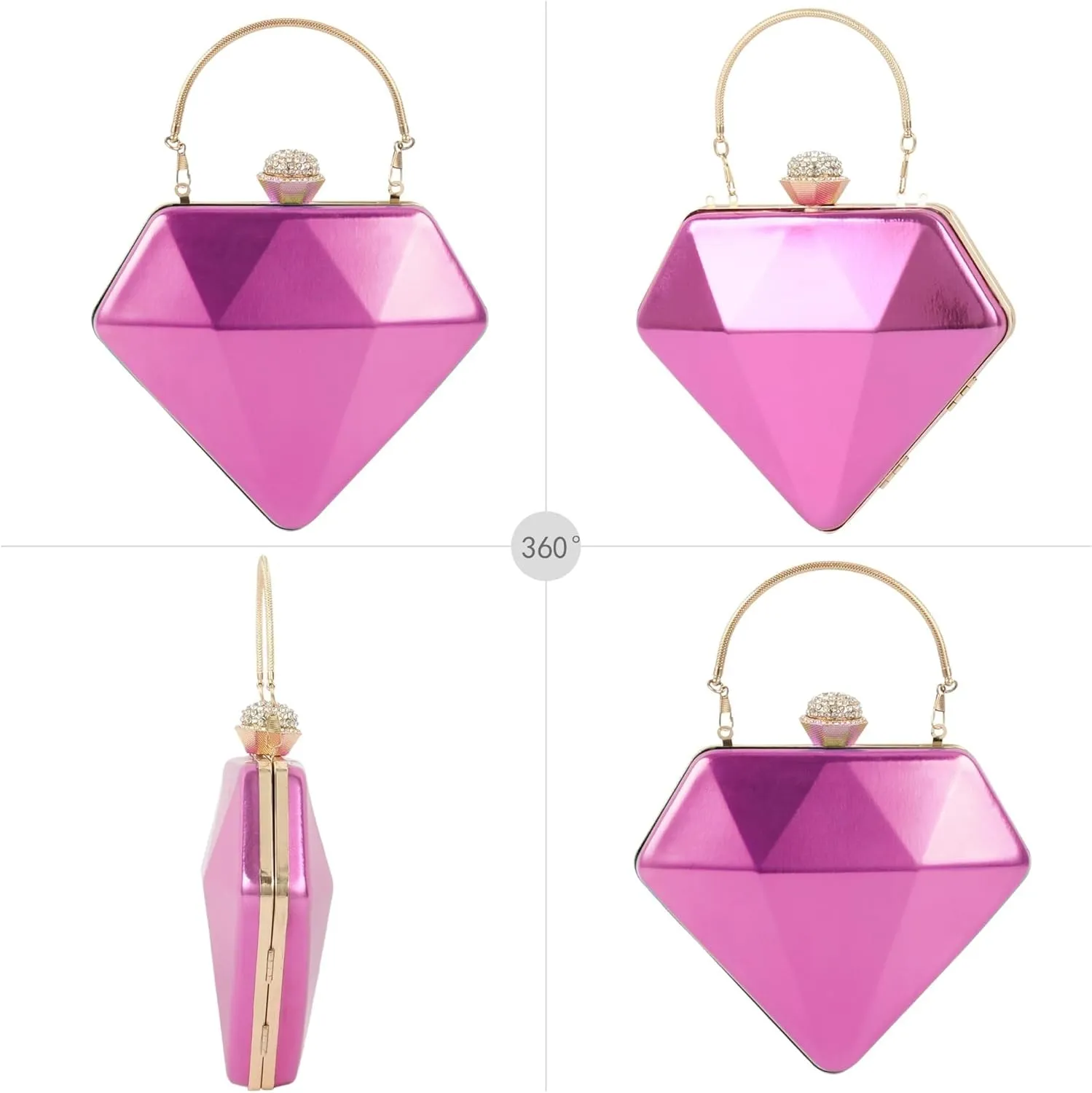 Handbag for Women Diamond Heart Shaped Top Handle Shoulder Box Clutch Purse Women's Evening