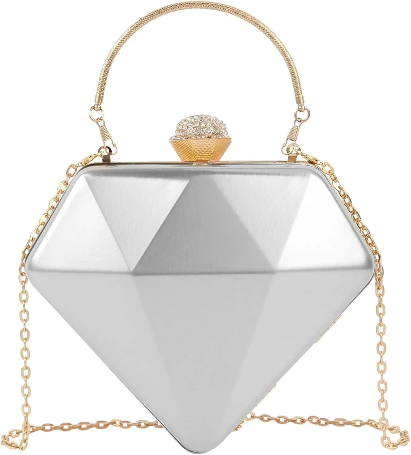 Handbag for Women Diamond Heart Shaped Top Handle Shoulder Box Clutch Purse Women's Evening