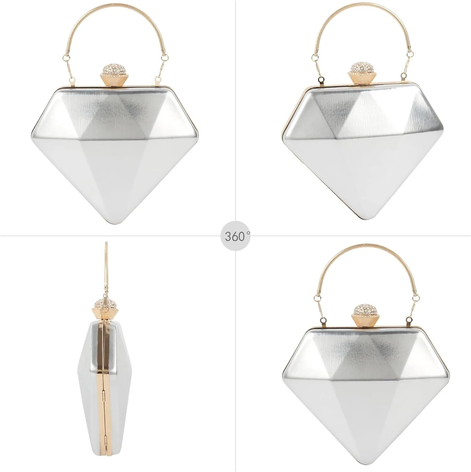 Handbag for Women Diamond Heart Shaped Top Handle Shoulder Box Clutch Purse Women's Evening
