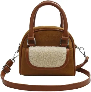Handbag for Women Shoulder Soft Plush Tote Vintage Crossbody Fluffy Messenger Lightweight Top Handle Velvet