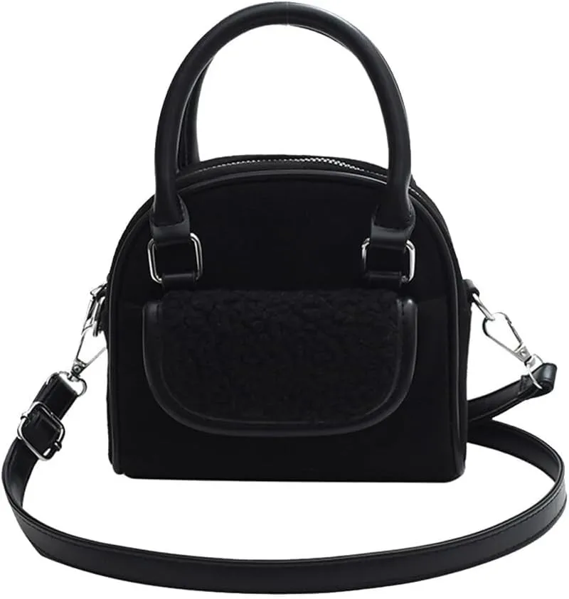 Handbag for Women Shoulder Soft Plush Tote Vintage Crossbody Fluffy Messenger Lightweight Top Handle Velvet