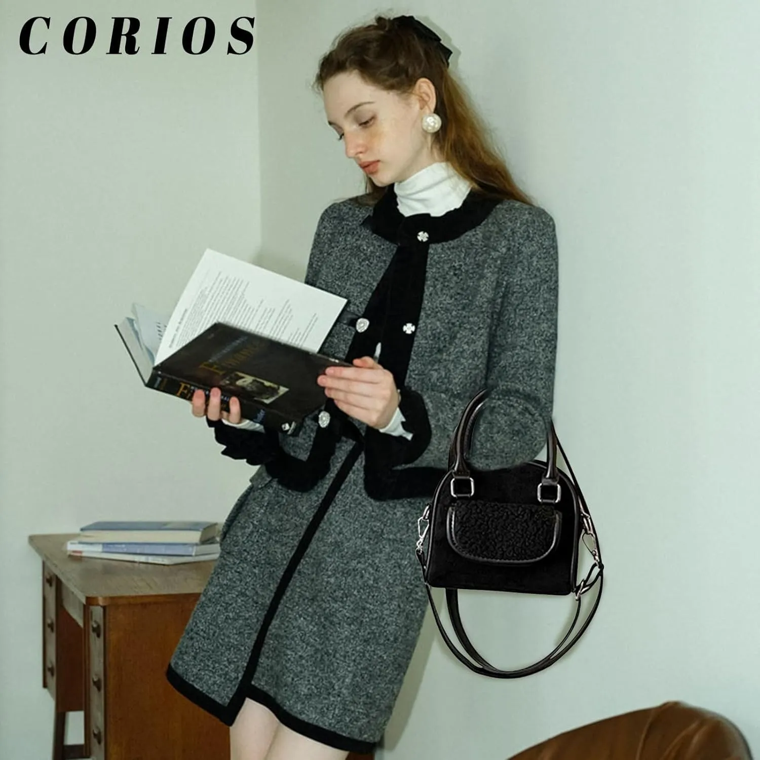 Handbag for Women Shoulder Soft Plush Tote Vintage Crossbody Fluffy Messenger Lightweight Top Handle Velvet