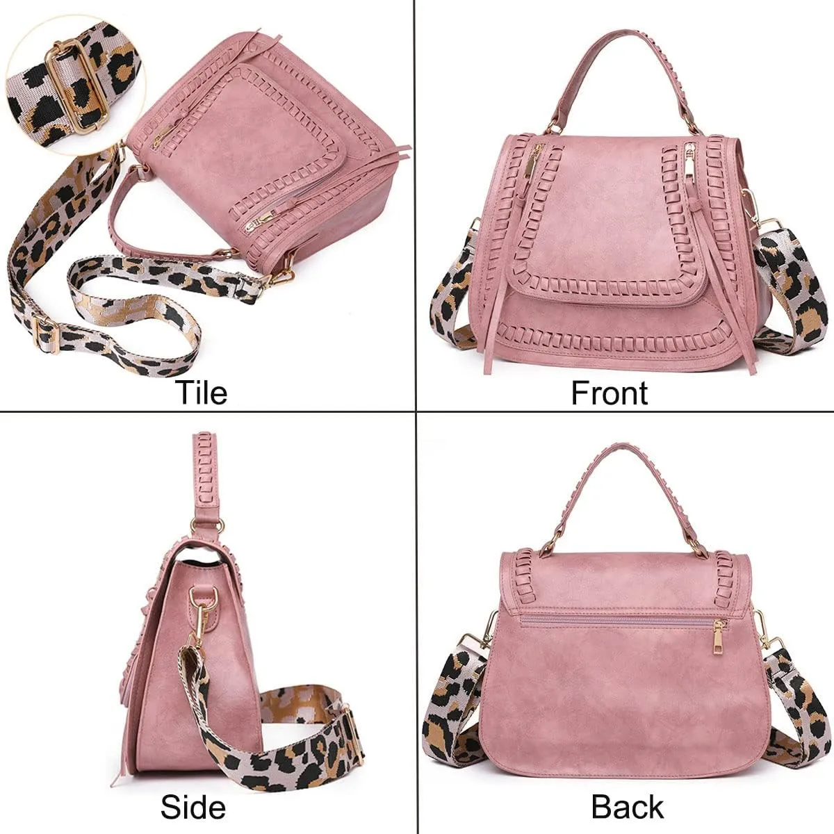 Handbags and Purses for Women PU Leahter Top-Handle Satchel Braided Tote Fashion Shoulder Bag