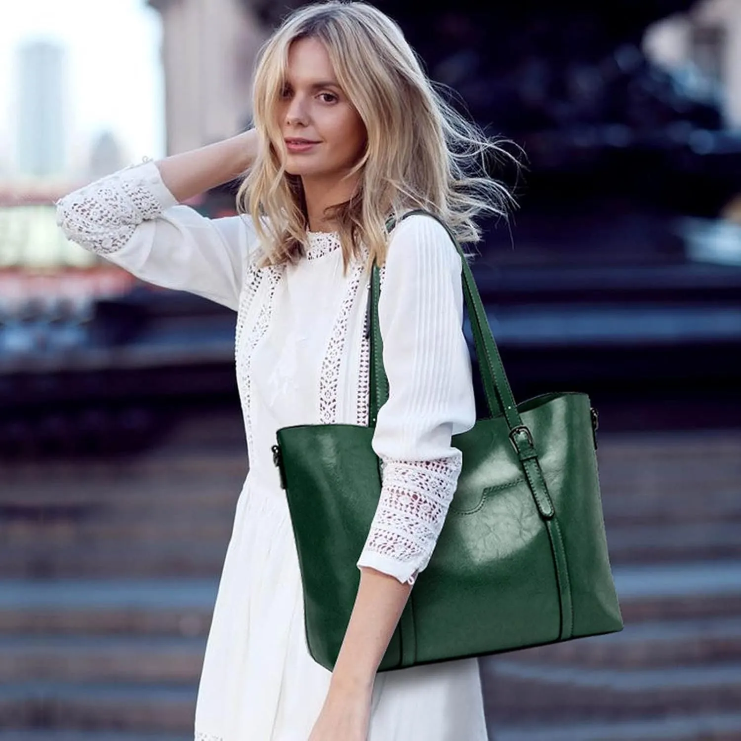 Handbags For Women Large Designer Ladies Bag Pocket Purse Leather Small Leather Satchel for Men (Green, One Size)