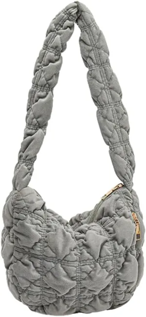 Handbags for Women Quilted Tote Bag Cute Cloud Bag Casual Dumpling Bag Shoulder Bag Trendy Soft Velvet Bag with Zipper