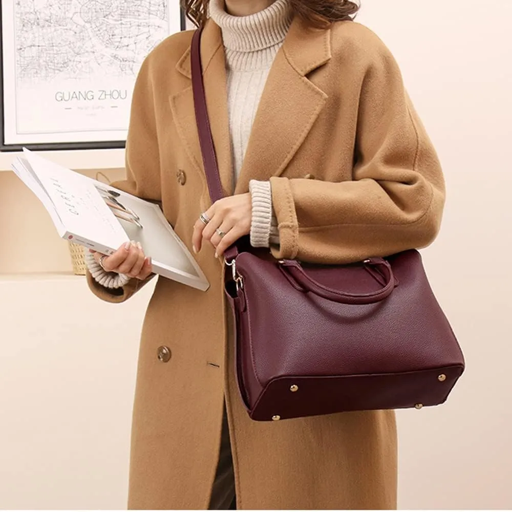 Handbags for Women Top Handle Bag Vegan Leather Satchel Purses Medium Tote Bags Shoulder Crossbody Bag Ladies Handbag