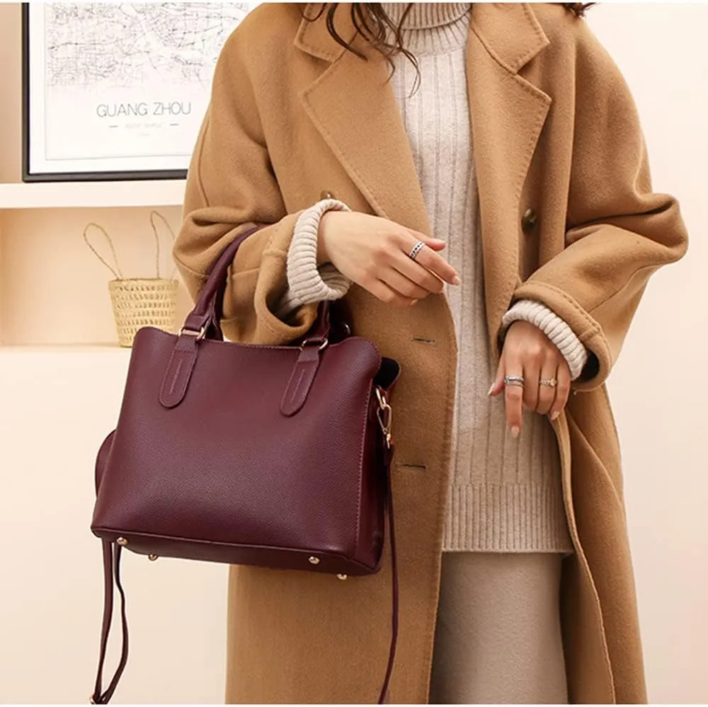 Handbags for Women Top Handle Bag Vegan Leather Satchel Purses Medium Tote Bags Shoulder Crossbody Bag Ladies Handbag