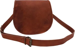 Handmade Full Grain Vintage Leather Crossbody Sling Bag Women/Teen Girls Purse Wallet Satchel Handbag Messenger Bags (Small), Brown