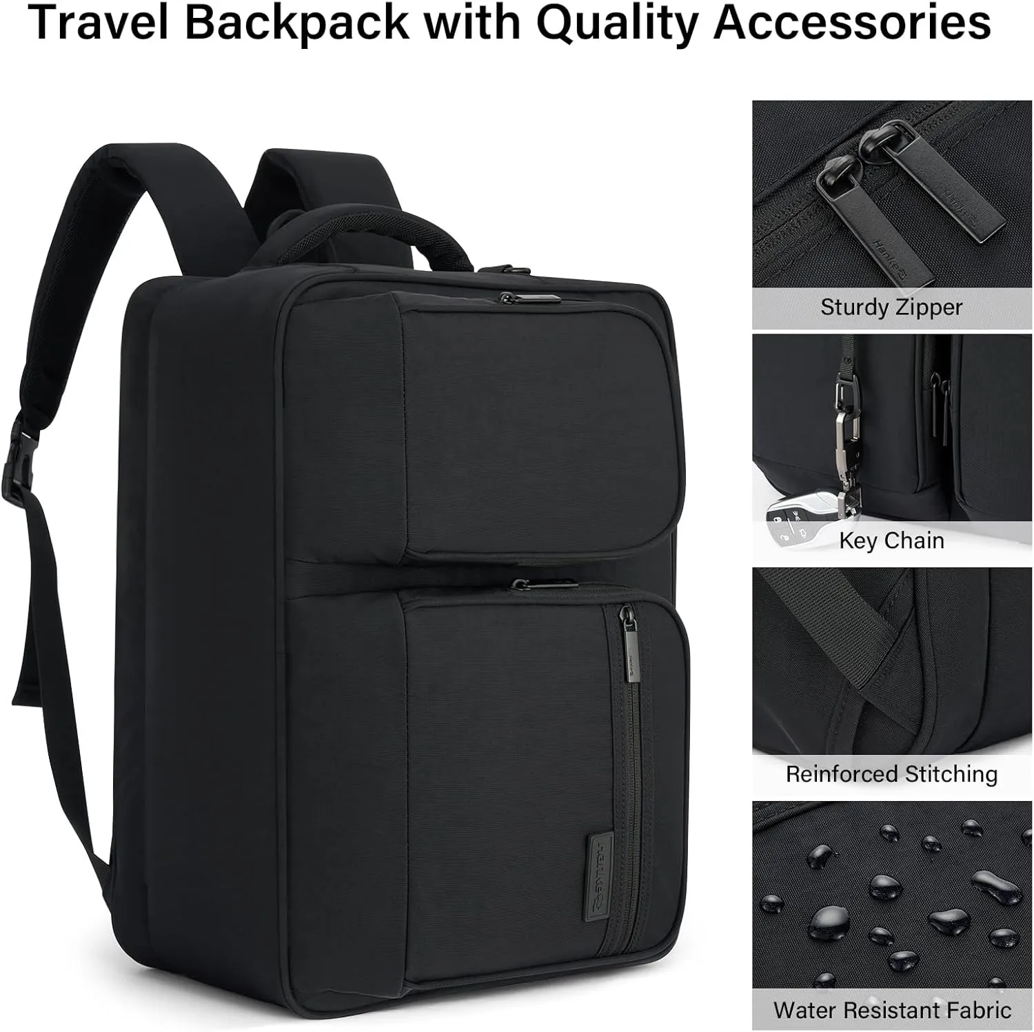 Hanke Multifunctional Carry On Luggage Bag, Personal Item Travel Bag 18x14x8 Airline Approved, Lightweight Under Seat Bags for Airplanes, Overnight Weekender Bags for Women, Graphite Black