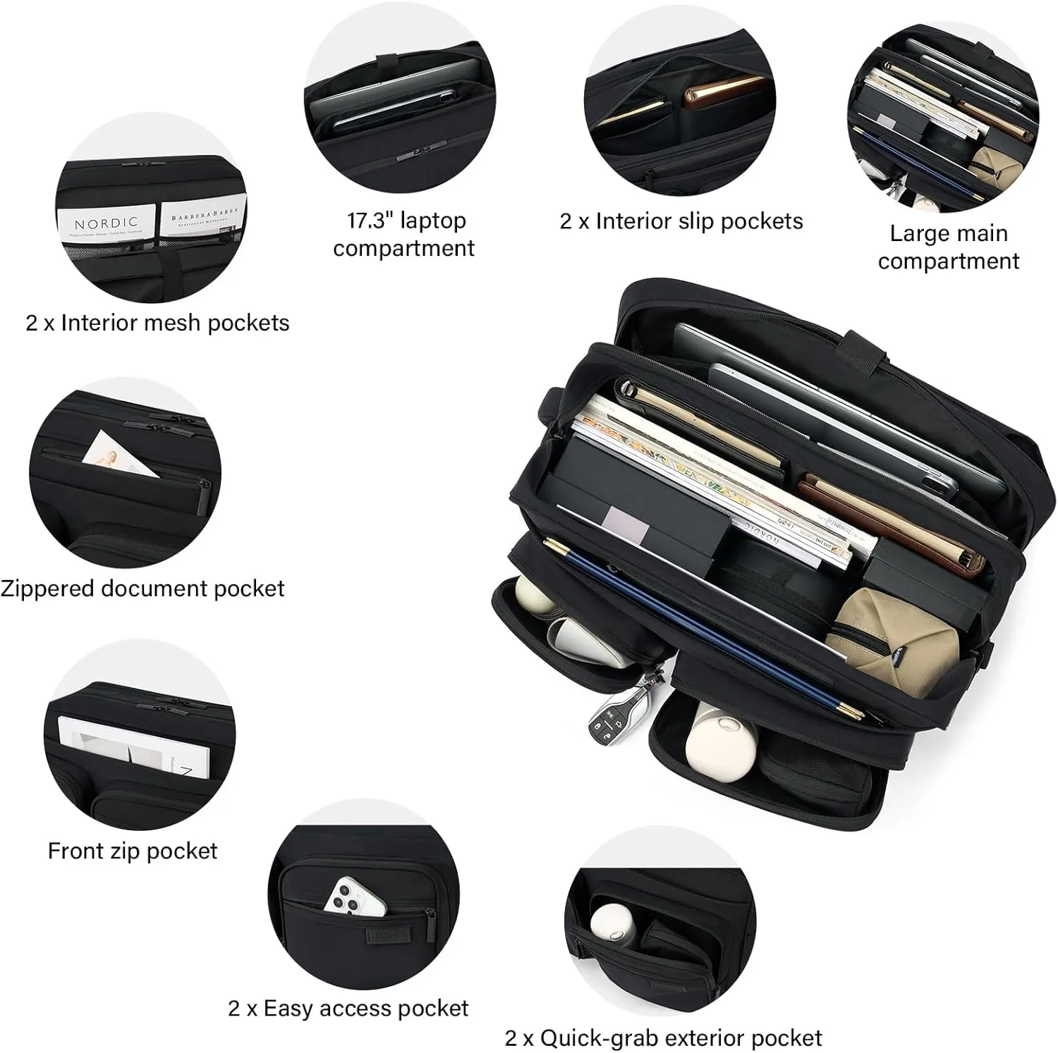 Hanke Multifunctional Carry On Luggage Bag, Personal Item Travel Bag 18x14x8 Airline Approved, Lightweight Under Seat Bags for Airplanes, Overnight Weekender Bags for Women, Graphite Black