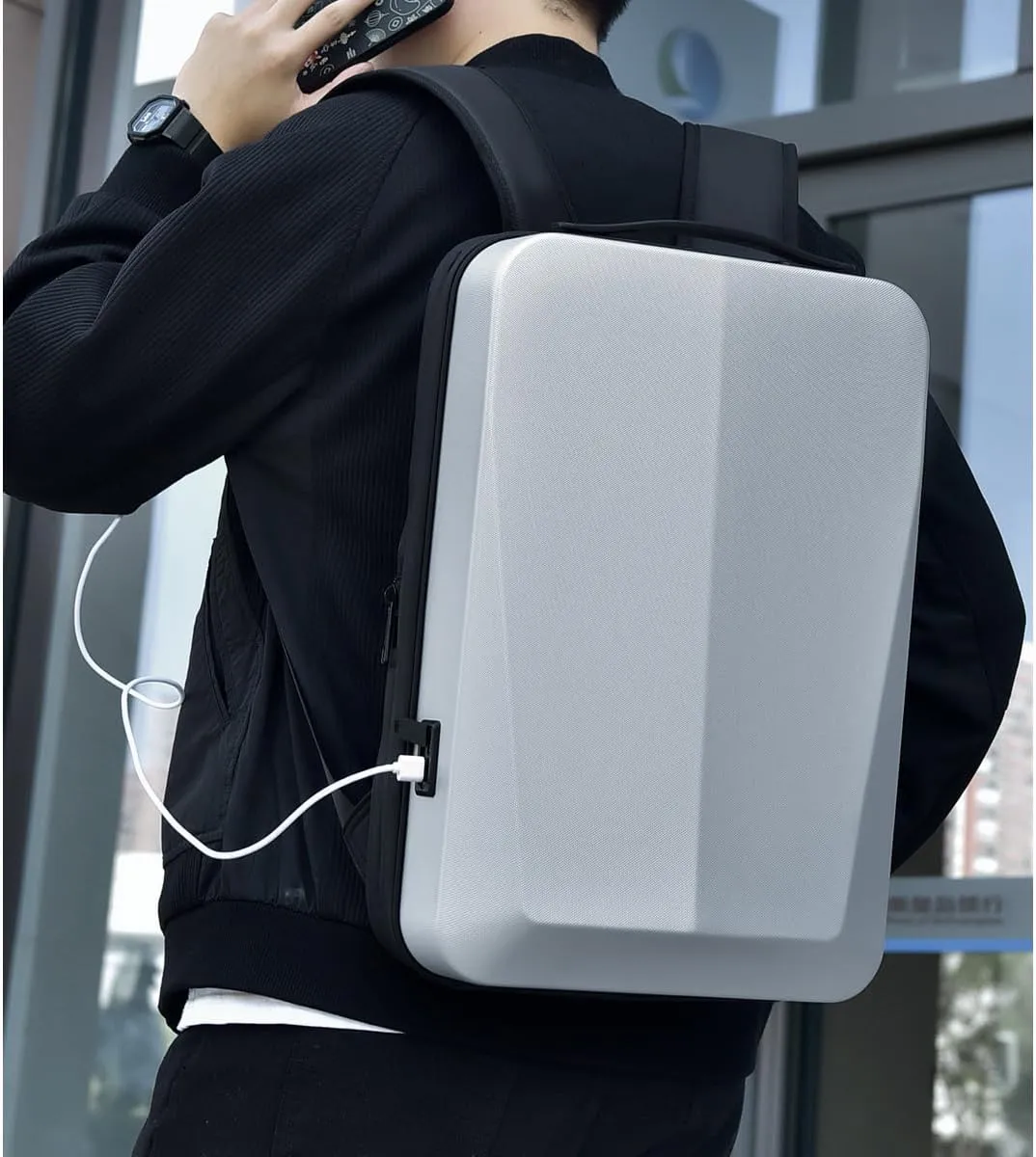 Hard Case Backpack Mochila Para Laptop Hombre 45-30cm Travel Bag with Password Lock Tech Anti-theft Bags Water Proof (white)